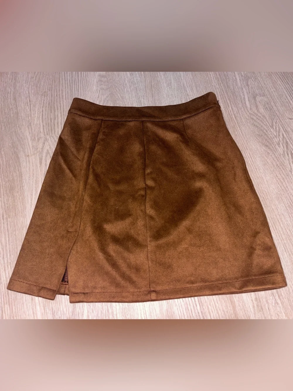 Brown Suede A-Line Mini Skirt